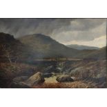Henley, Henry W. (2. Hälfte 19. Jahrhundert) "Britische Landschaft", Öl auf Leinwand, bergige Lands