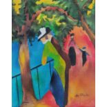 Kujau, Konrad (1938 Löbau - 2000 Stuttgart) "Sonniger Weg" after August Macke, oil on canvas, so-ca