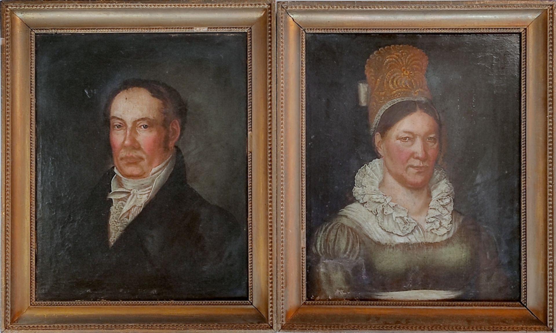 Portrait painter (18th/19th century) Two portraits of the married couple, oil on canvas, size of ea