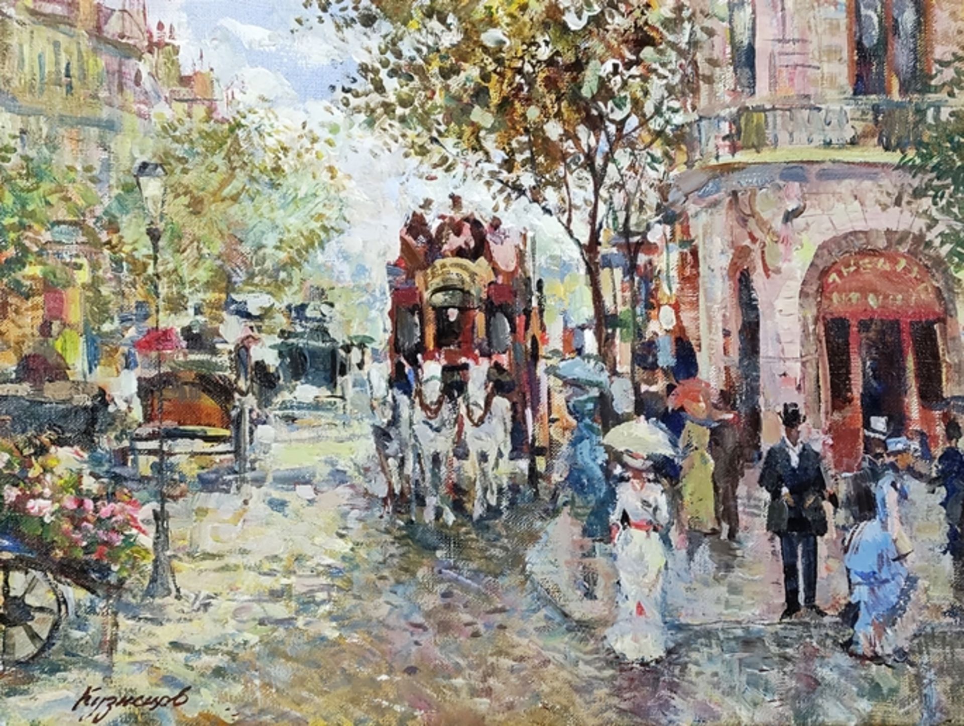 Kuznetsov, Alexander (1957) "Street View", probably France, in impressionist manner, oil on canvas,