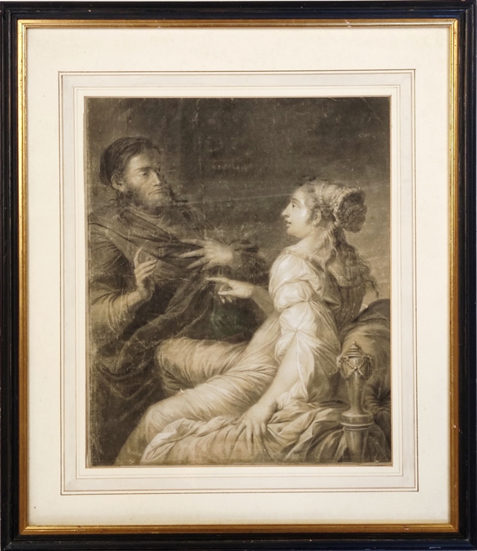 Baroque artist (17th/18th century) "Phryne seduces Xenocrates", after Salvator Rosa, pastel chalk a - Image 2 of 2