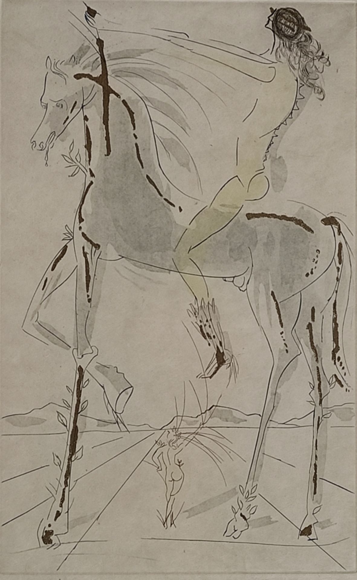 Dali, Salvador (1904 - 1989 Figueres) "Die Geliebte ist so schön wie eine Pferdeherde", Farbradieru