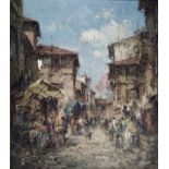 Bartsch, Reinhard (1925 - 1990 Berlin) "Florence", oil on canvas, historical city view of a narrow 
