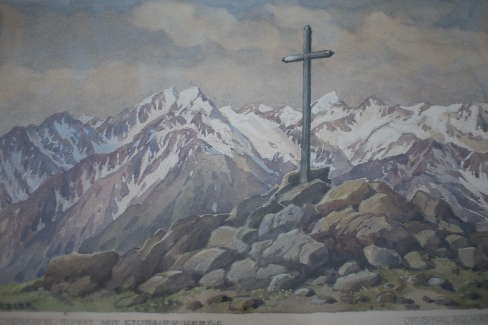 Adolf Wiesler 1878-1958, Patschakofel Gipfel mit Blick auf Stubaier Berge | Adolf Wiesler 1878-1958, - Bild 2 aus 5