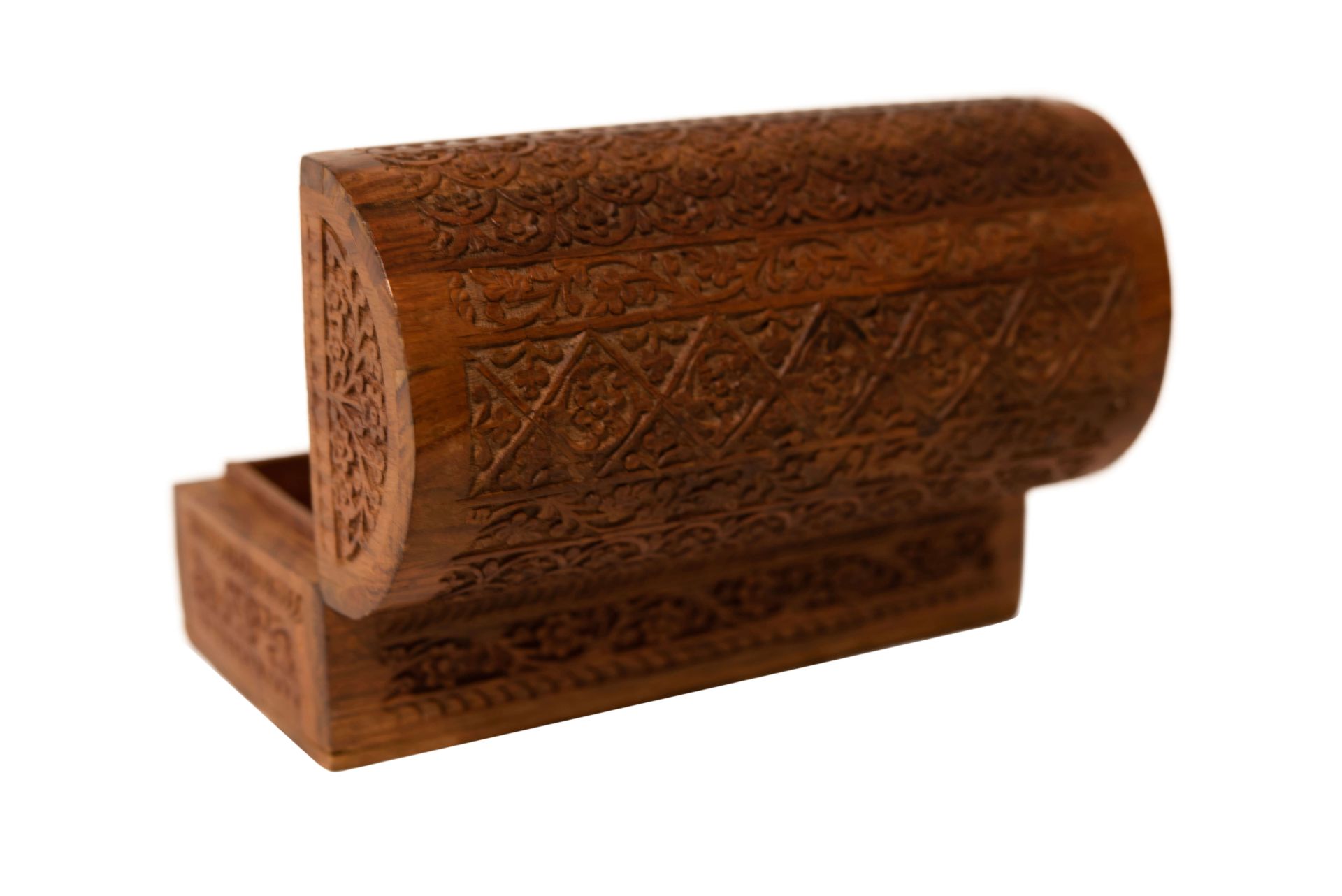 Holzkiste aus Rosenholz Asiatische Schnitzmotive | Rosewood Box with Carved Asian Motifs - Image 4 of 5
