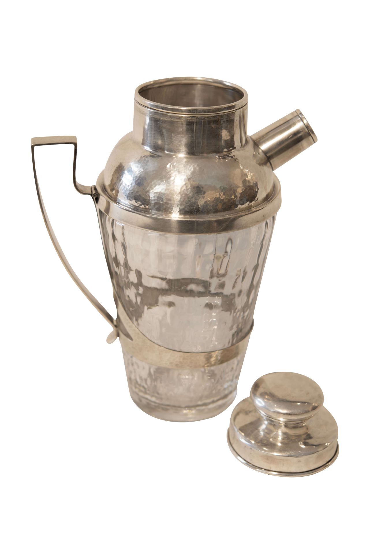 Shaker mit Ausguss und Deckel sowie Silber-Griff und Glasflasche | Shaker with Spout and Lid, Silver - Image 4 of 5