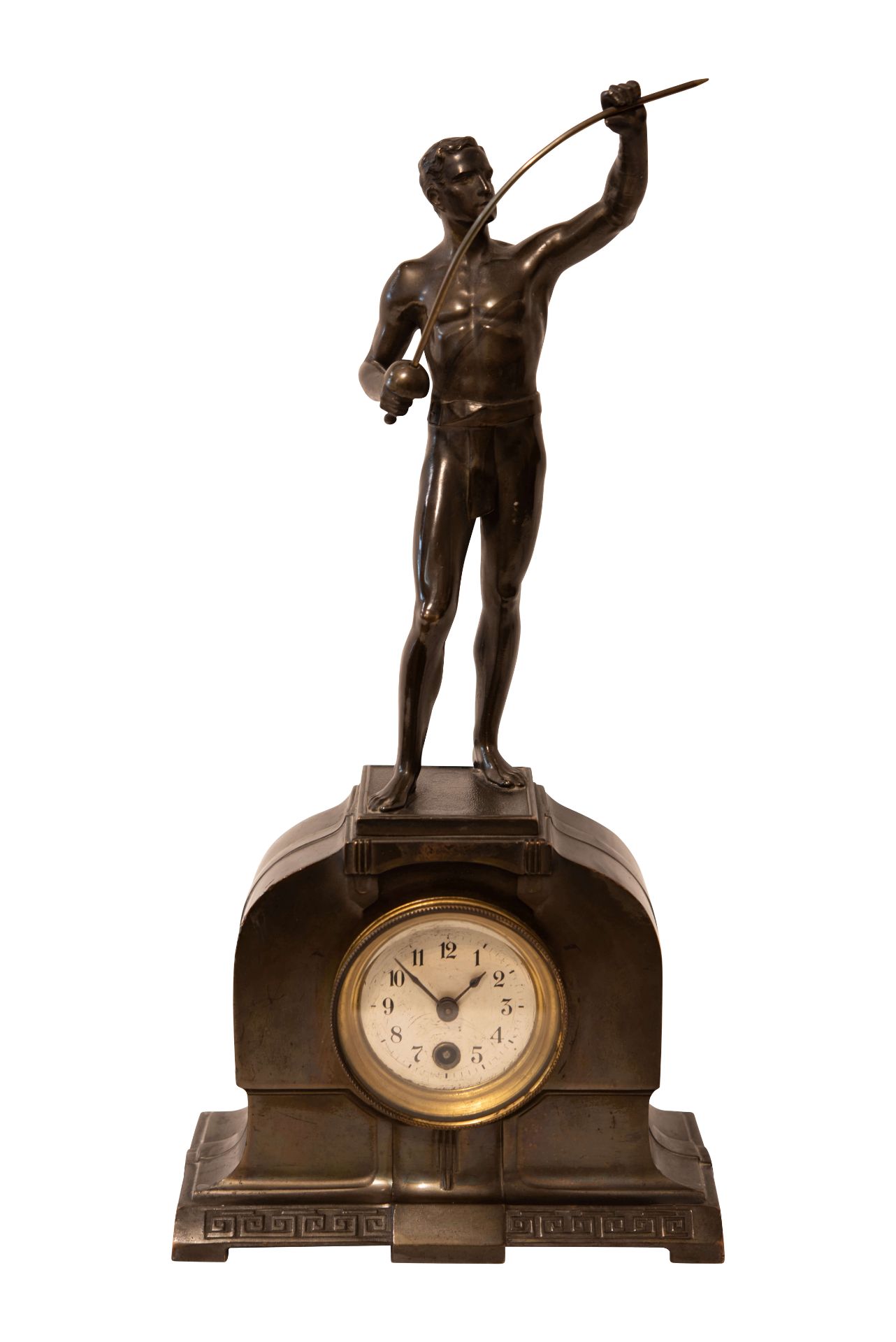 Bronze Uhr mit Figur eines Fechters | Bronze Clock with Figure of a Fencer - Bild 2 aus 5