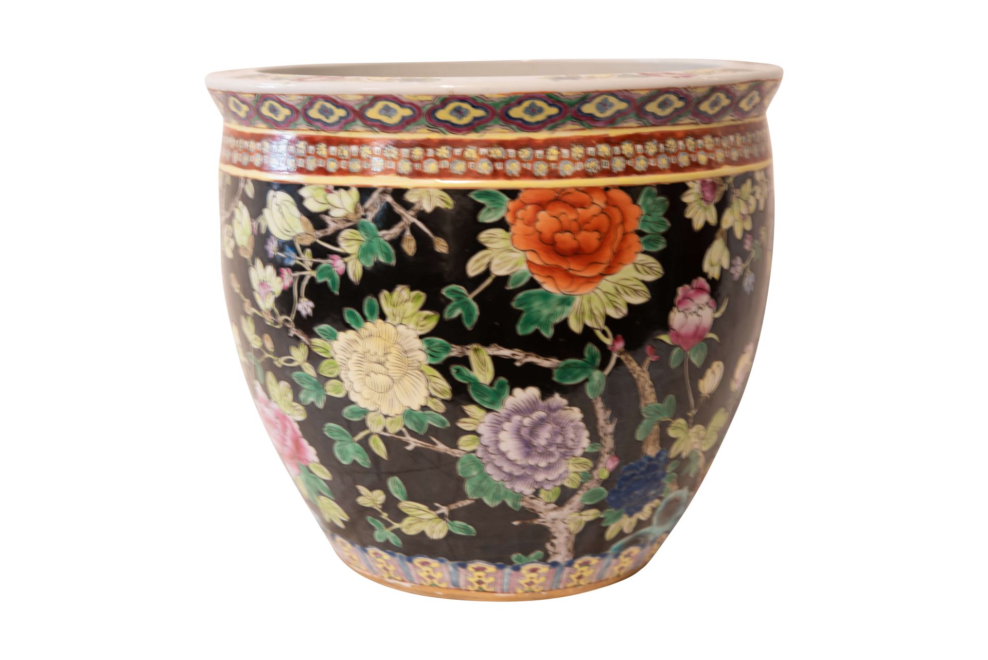 Keramikgefäß (Fischtopf)  Blumenmotive, Asiatisch, 20 Jahrhundert | Ceramic Vessel (Fish Pot) Flower - Bild 3 aus 5