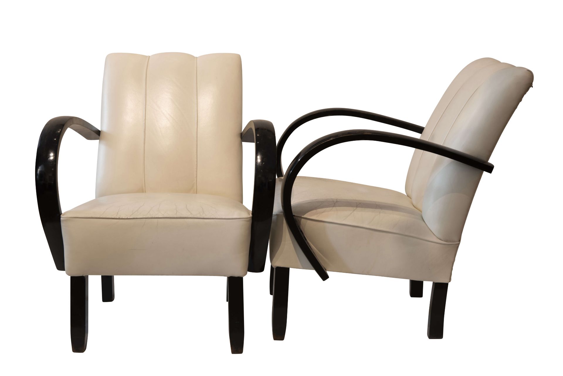 Paar Art Deco Armlehnstuhl | Pair of Leather Armchairs after a Design by Josef Hoffmann - Bild 3 aus 5