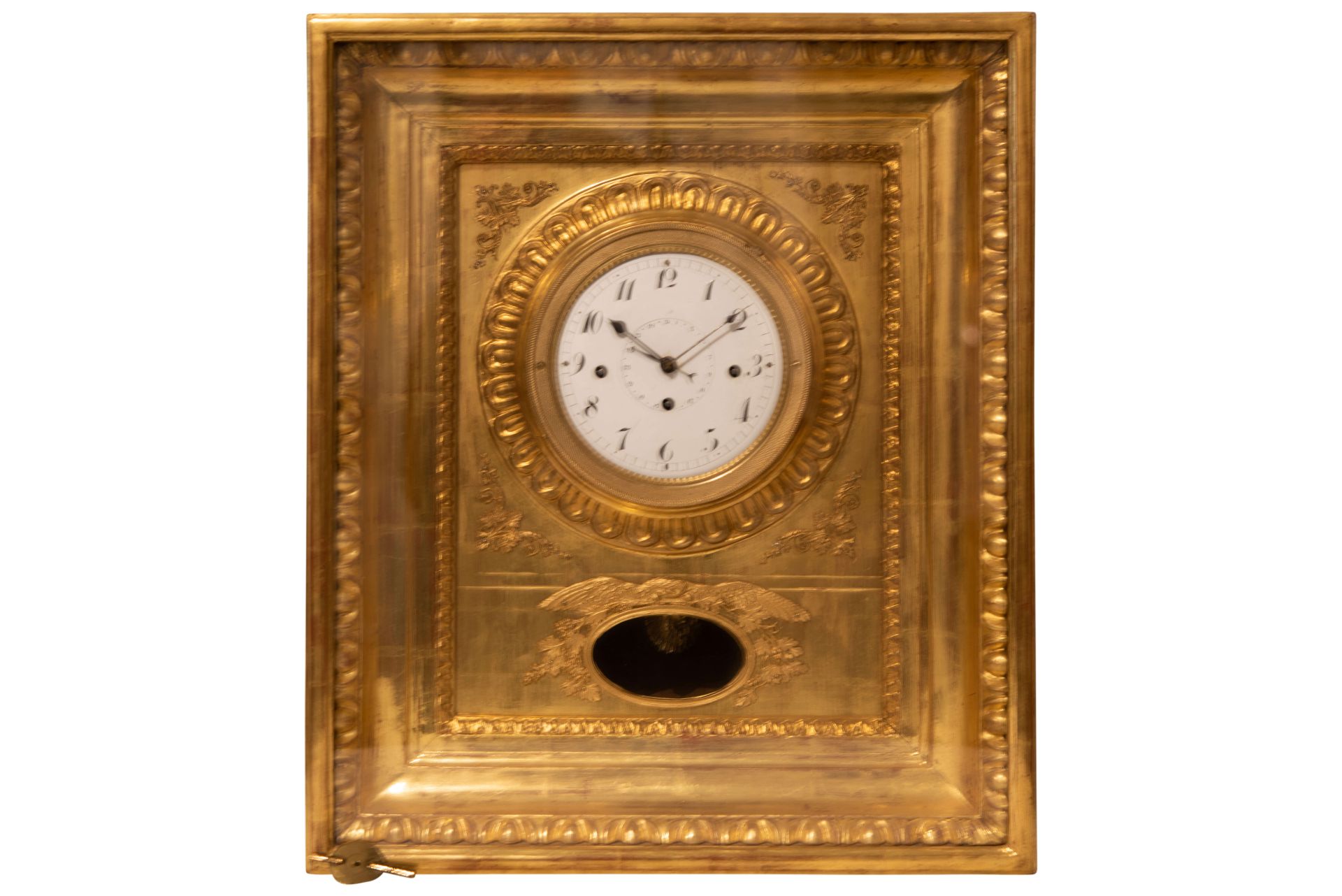 Biedermeier Rahmenuhr vergoldet erste Hälfte 19. Jahrhundert | Biedermeier Frame Clock Gilded First