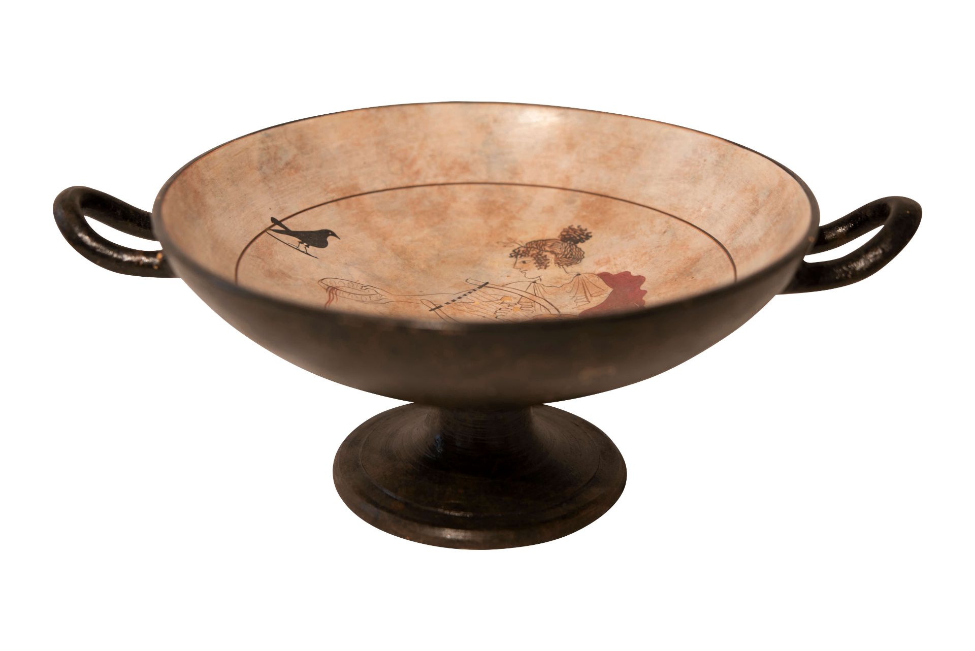 Replik "Apollon-Kylix mit Lyra und Rabe", flaches Trinkgefäß | Replica "Apollo Kylix with Lyre and R