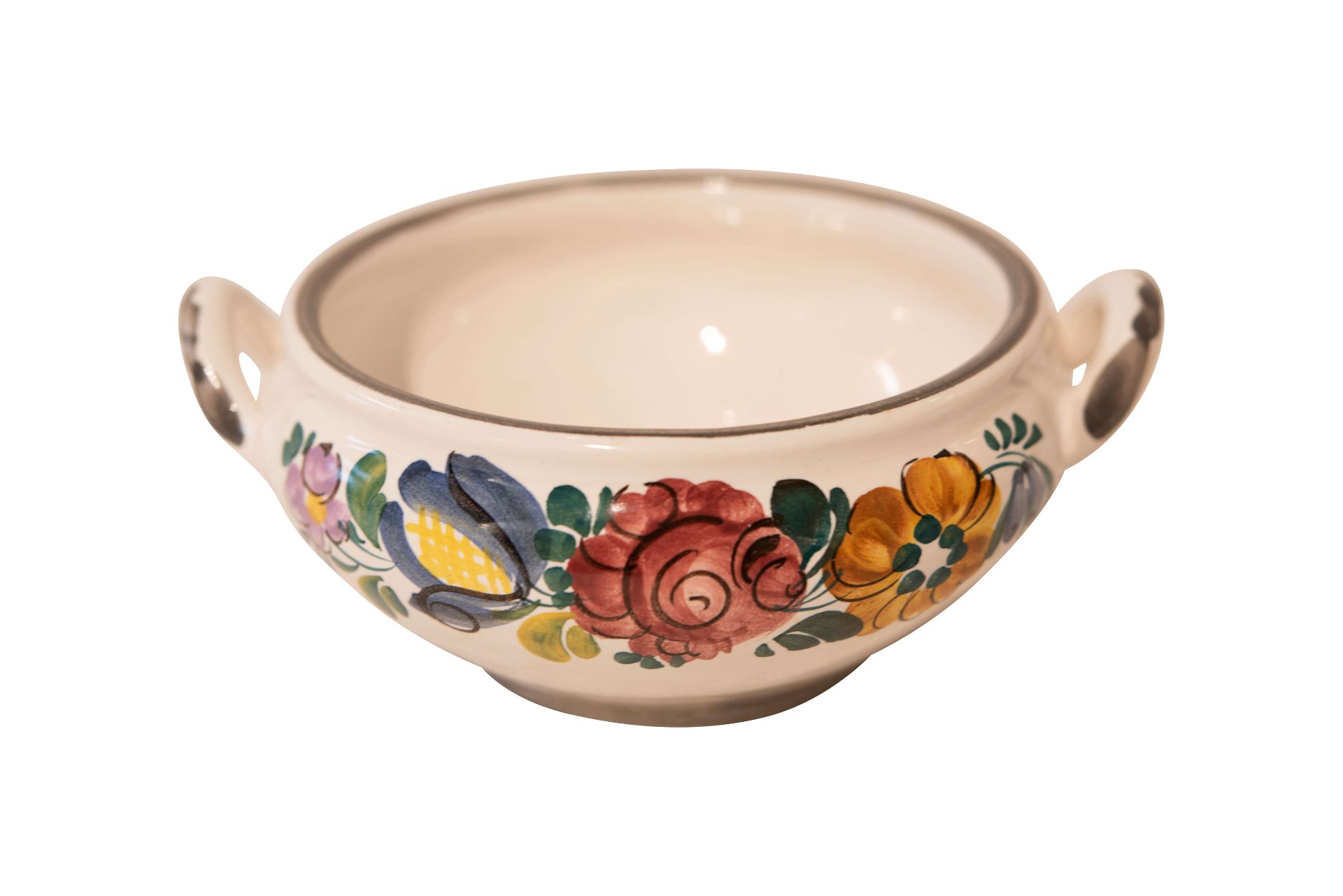 Handbemalte Suppentasse mit Blumenbemalung,Österreichische Manufaktur | Hand Painted Soup Cup with F