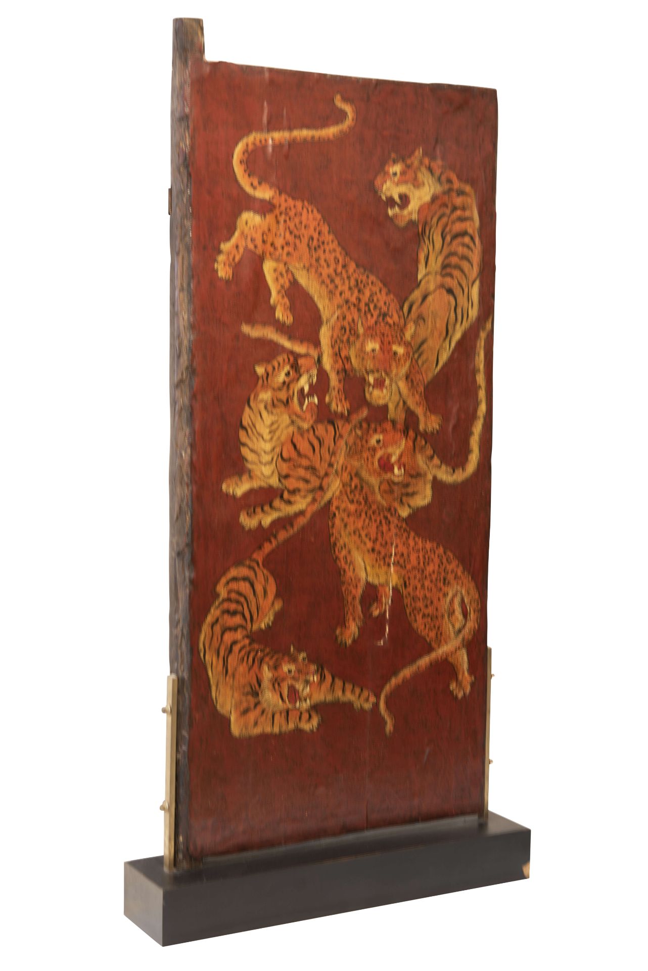 Tibetanische Türverkleidung mit Tiger- und Leopardenmalerei | Tibetan Door Panel with Tiger and Leop