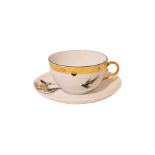 Tasse Herend Hungary mit Untersetzer, handbemalt, goldene Details | Herend Hungary Cup with Saucer,