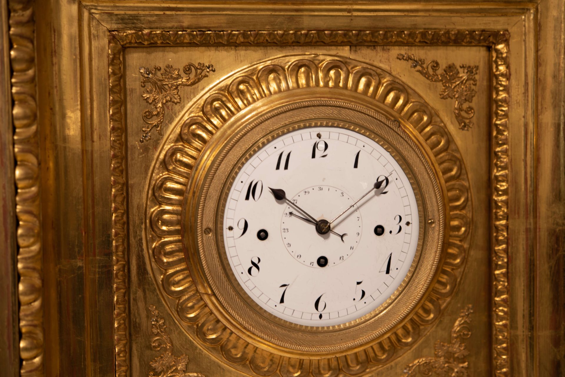 Biedermeier Rahmenuhr vergoldet erste Hälfte 19. Jahrhundert | Biedermeier Frame Clock Gilded First  - Bild 3 aus 5
