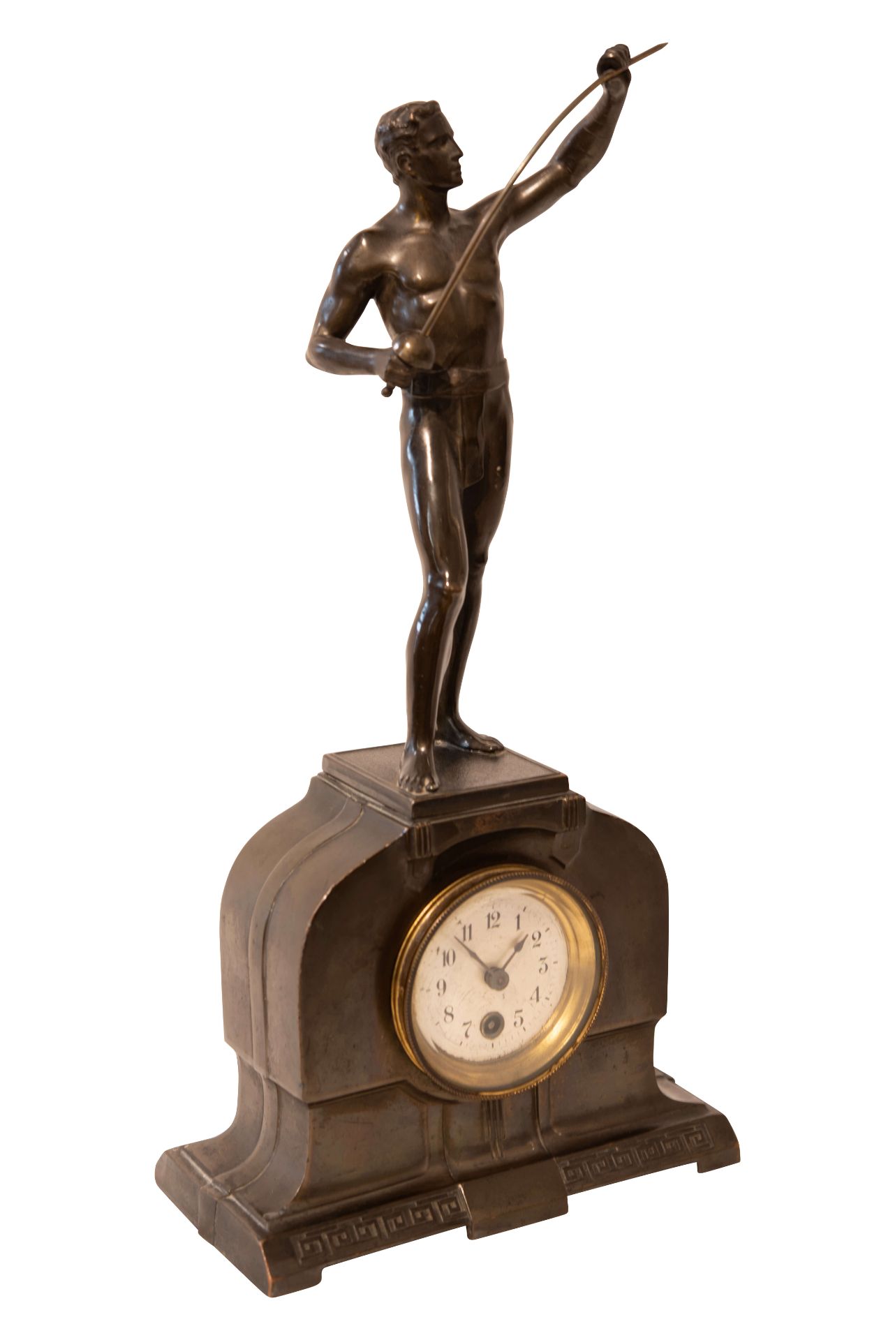 Bronze Uhr mit Figur eines Fechters | Bronze Clock with Figure of a Fencer