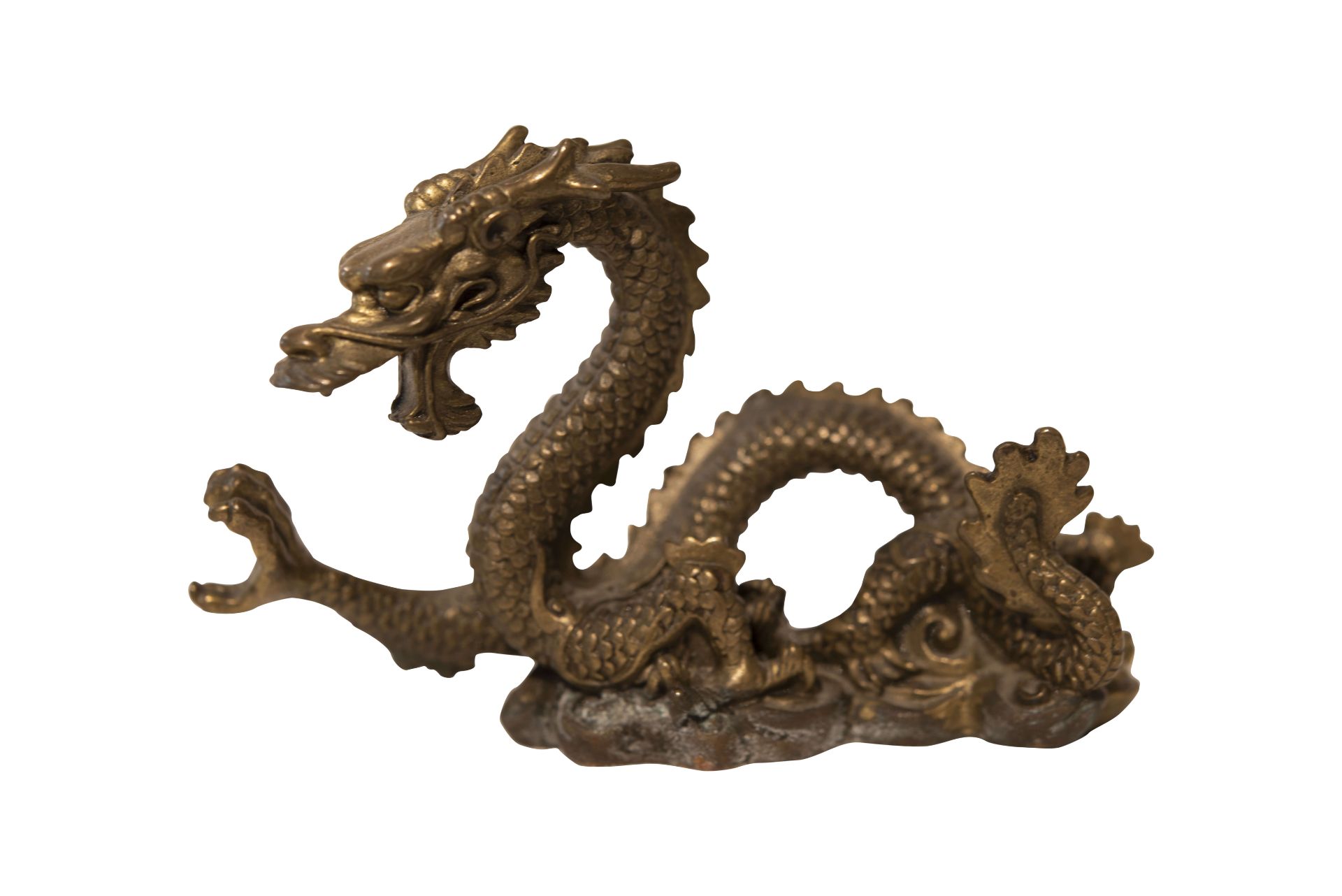 Asiatische Bronzefigur Drache mit grüner Patina | Asian Bronze Figure Dragon with Green Patina