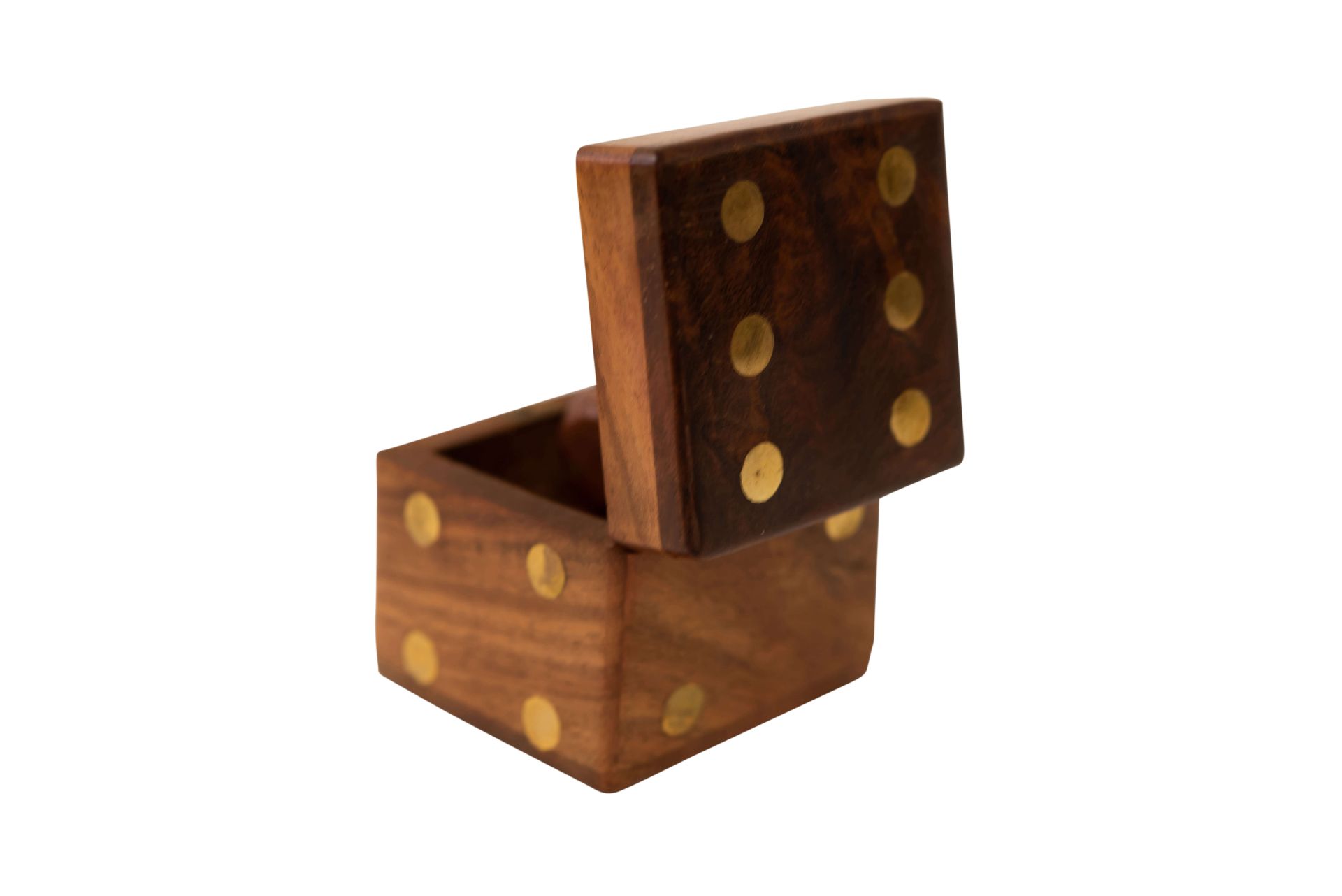 Holzkiste aus Rosenholz mit Würfeln und Messing Punkten | Wooden Box Made of Rosewood with Cubes and - Bild 5 aus 5
