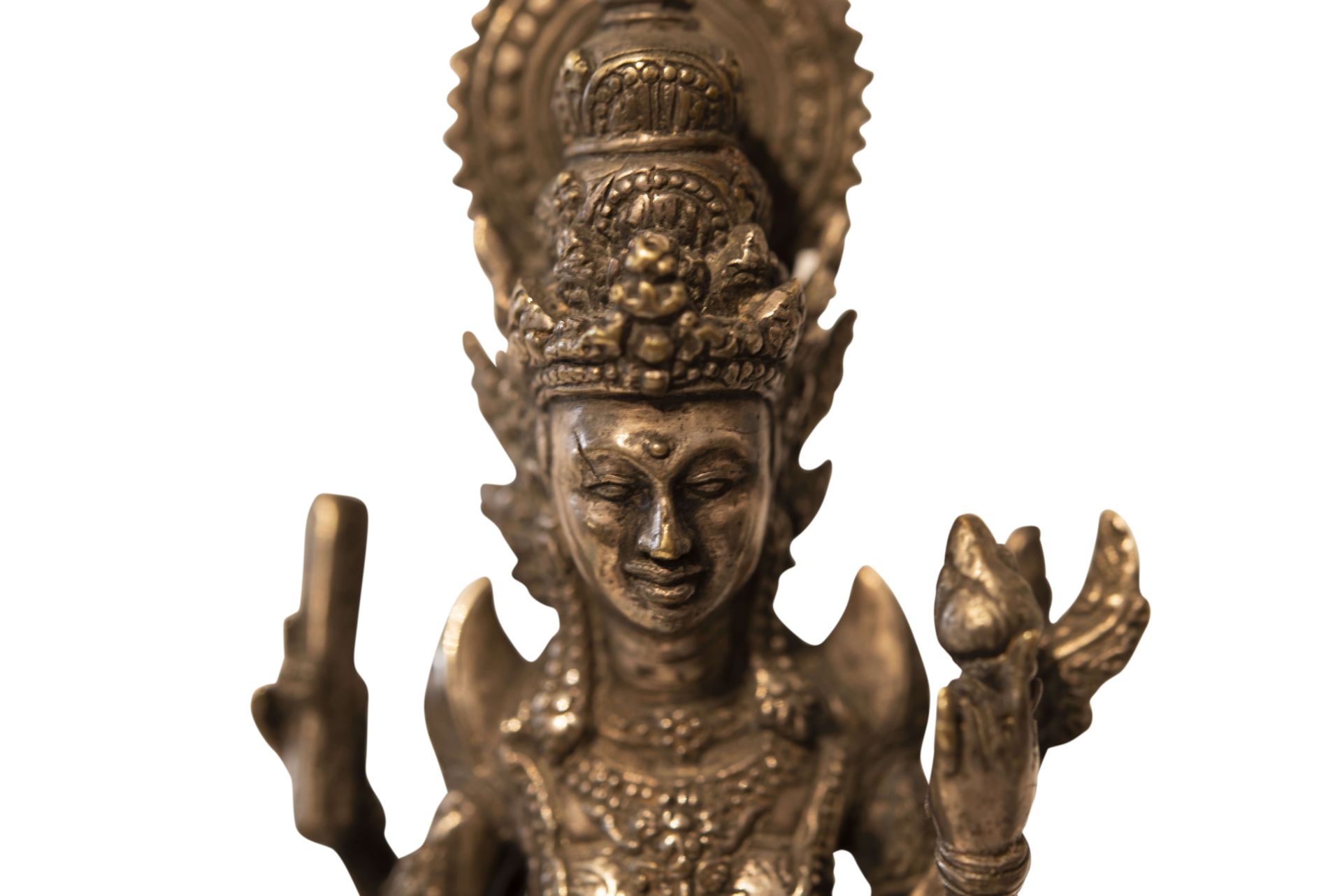 Indische Bronzestatue Göttin mit Schwan | Indian Bronze Statue Goddess with Swan - Image 4 of 5