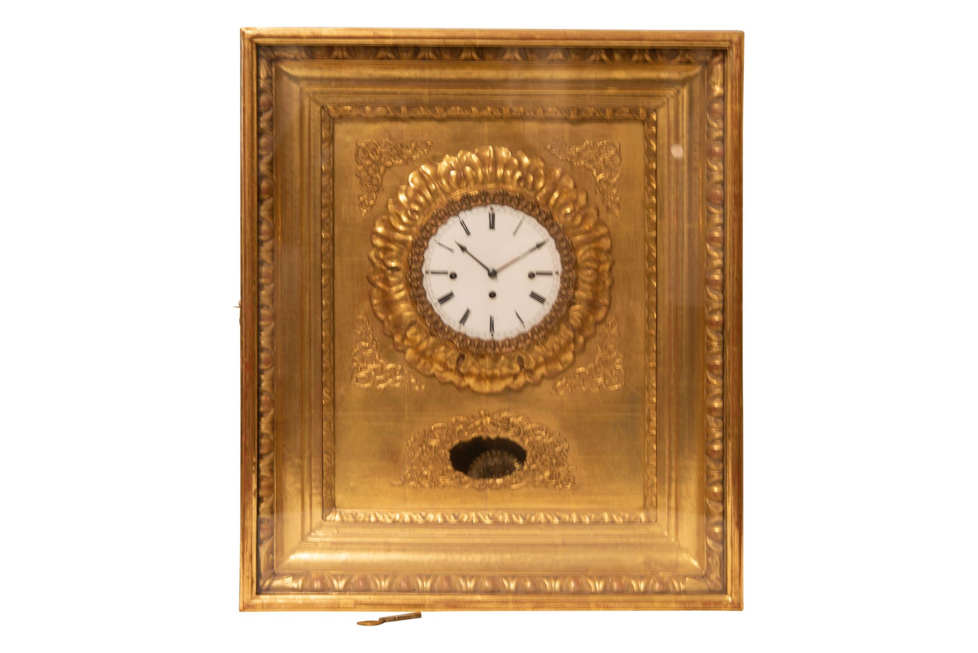 Biedermeier Rahmenuhr vergoldet erste Hälfte 19. Jahrhundert | Biedermeier Frame Clock Gilded First 