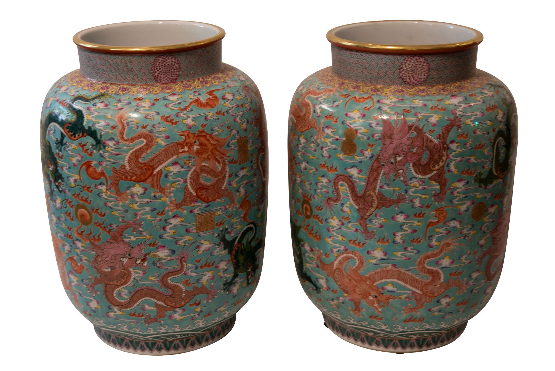 2 große Chinesische Cloisonné Vasen  | 2 Large Chinese Cloisonné Vases - Bild 2 aus 6