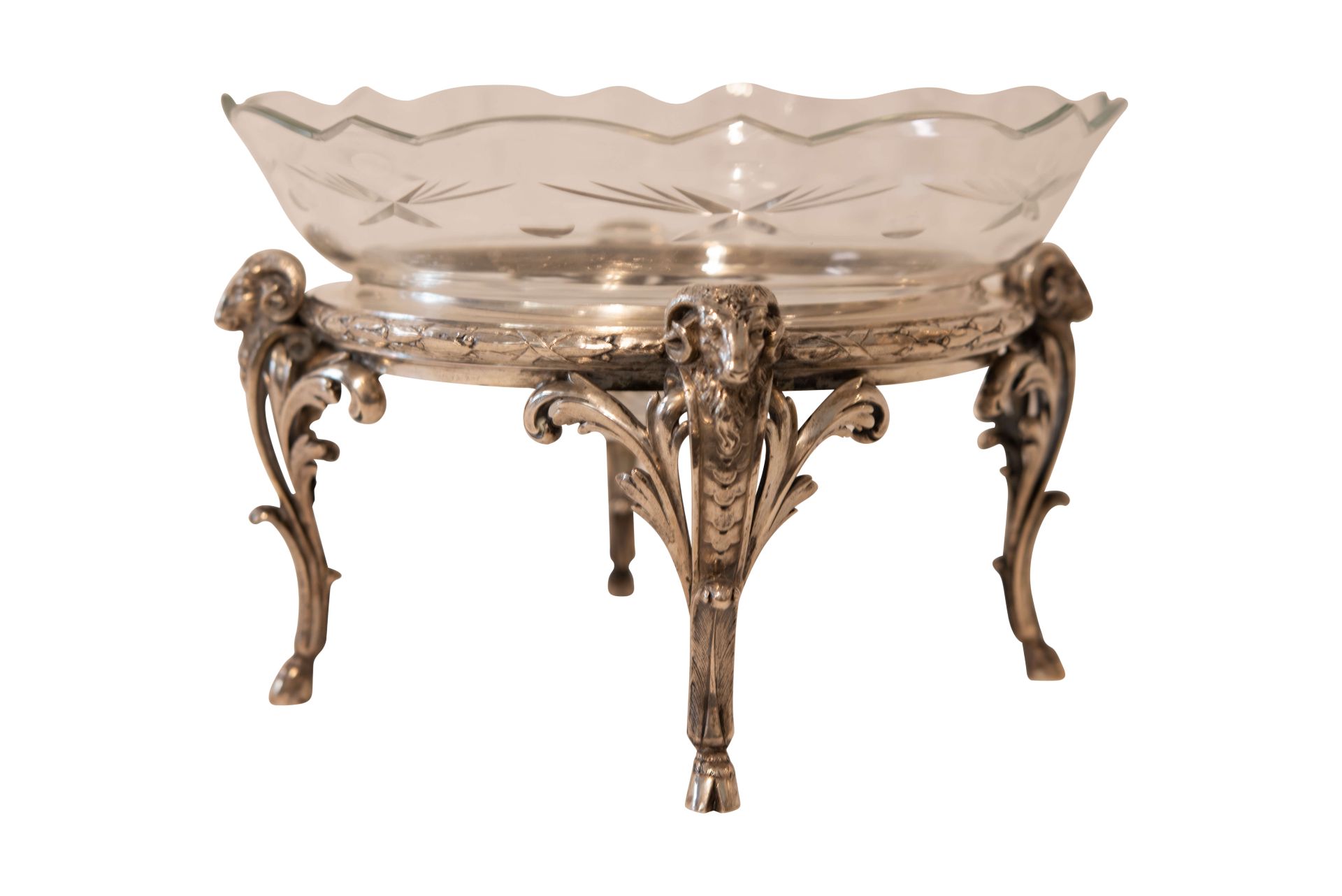 Runder Tafel-Aufsatz Silber 800/fein mit Glaseinsatz | Round Centerpiece Silver 800/fine with Glass - Image 2 of 5