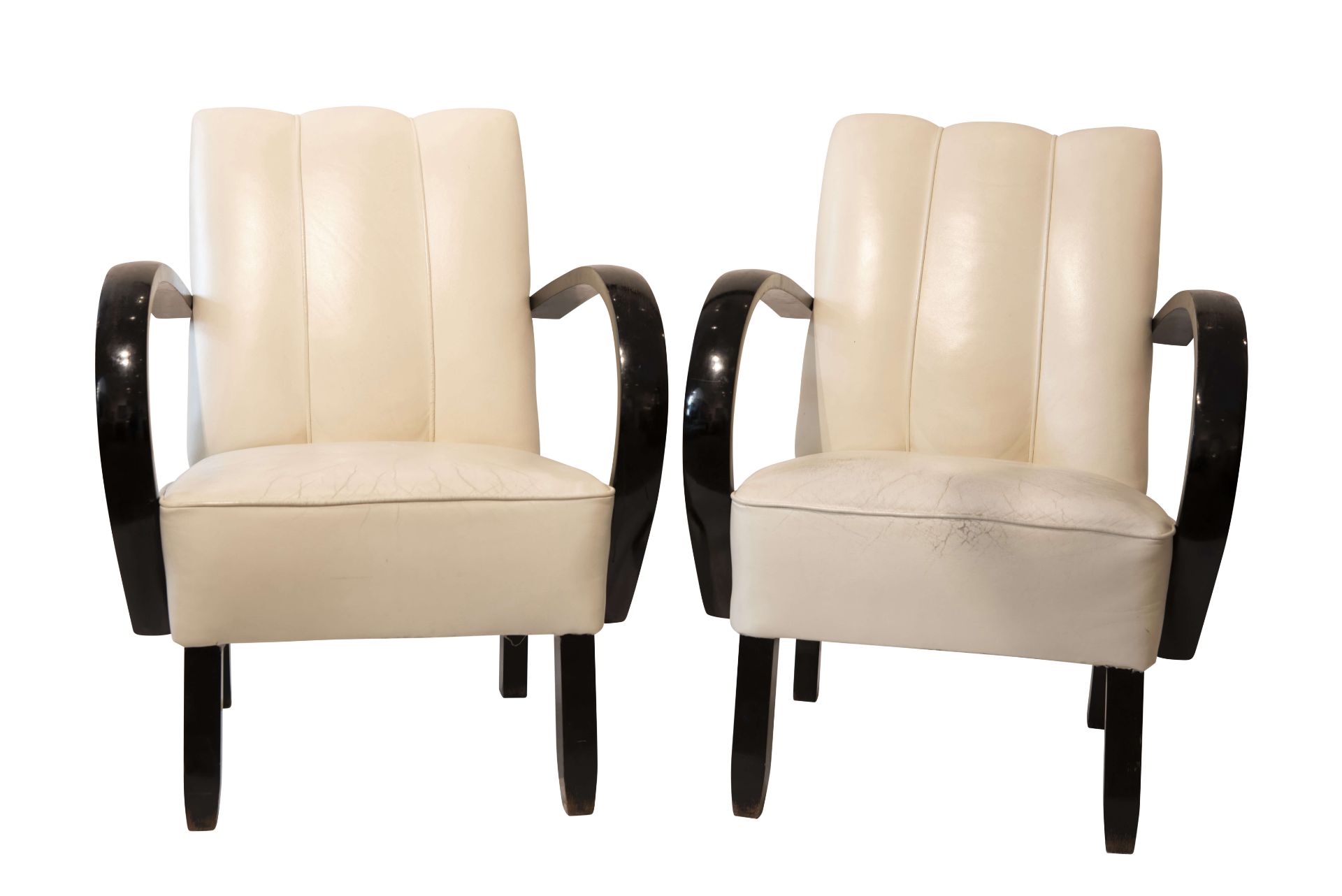 Paar Art Deco Armlehnstuhl | Pair of Leather Armchairs after a Design by Josef Hoffmann