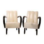 Paar Art Deco Armlehnstuhl | Pair of Leather Armchairs after a Design by Josef Hoffmann