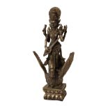 Indische Bronzestatue Göttin mit Schwan | Indian Bronze Statue Goddess with Swan