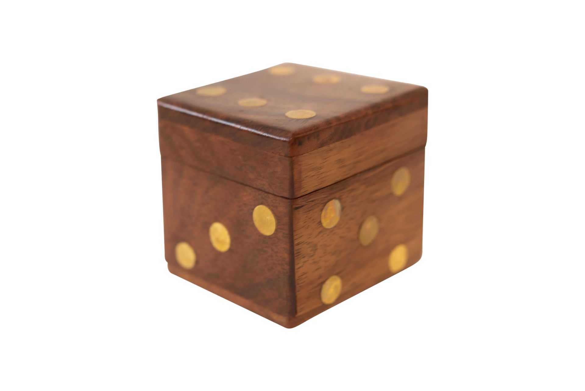 Holzkiste aus Rosenholz mit Würfeln und Messing Punkten | Wooden Box Made of Rosewood with Cubes and