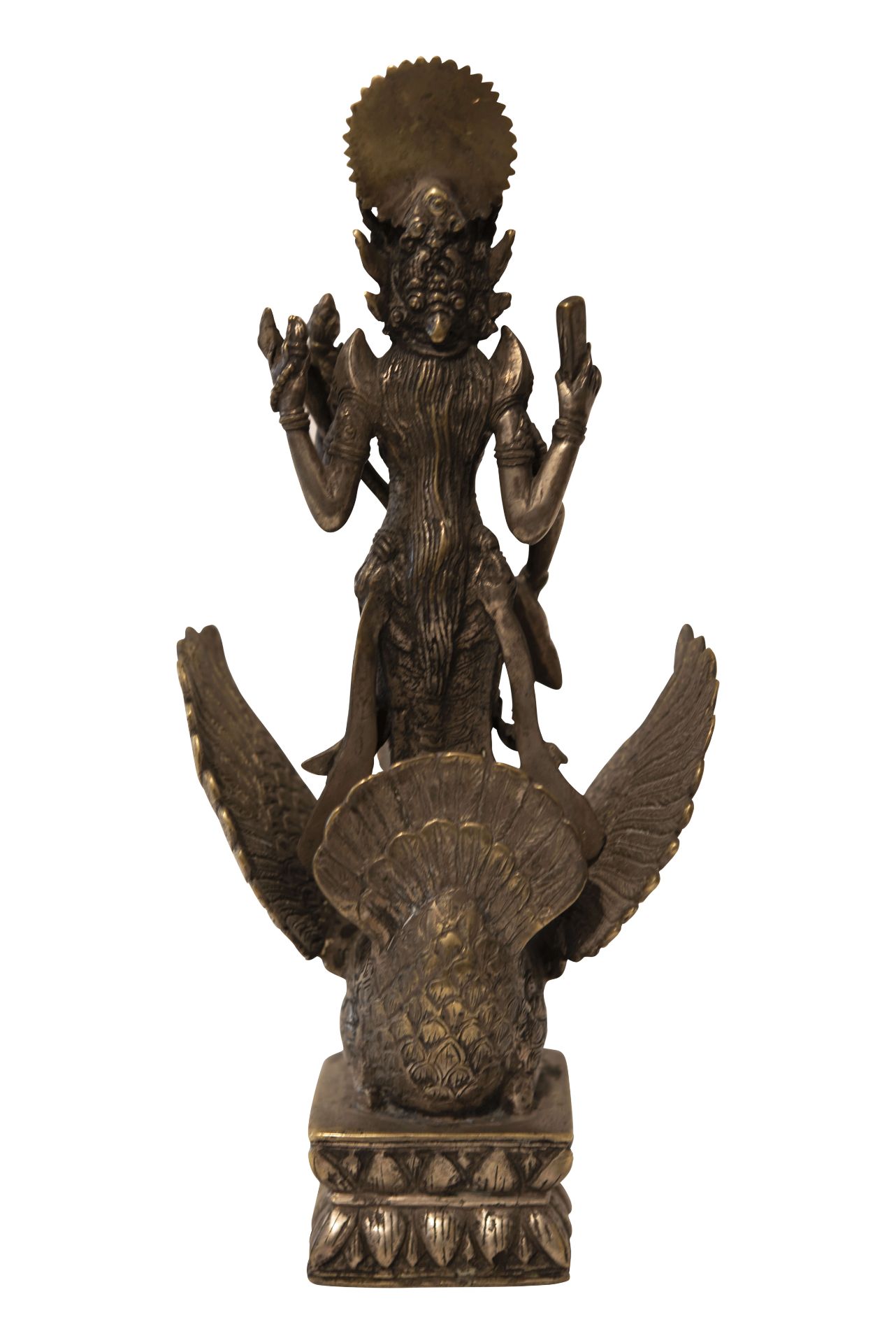 Indische Bronzestatue Göttin mit Schwan | Indian Bronze Statue Goddess with Swan - Image 3 of 5