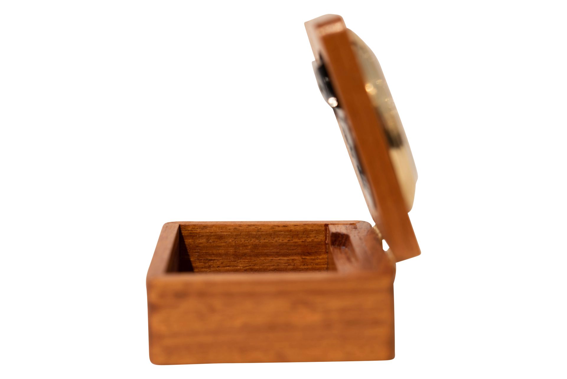 Quarz Uhr in Holz Schatulle ohne Batterie | Quartz Clock in Wooden Box, without Battery - Image 4 of 5