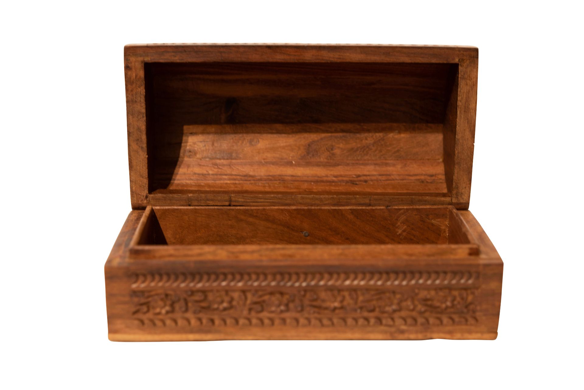 Holzkiste aus Rosenholz Asiatische Schnitzmotive | Rosewood Box with Carved Asian Motifs - Image 2 of 5