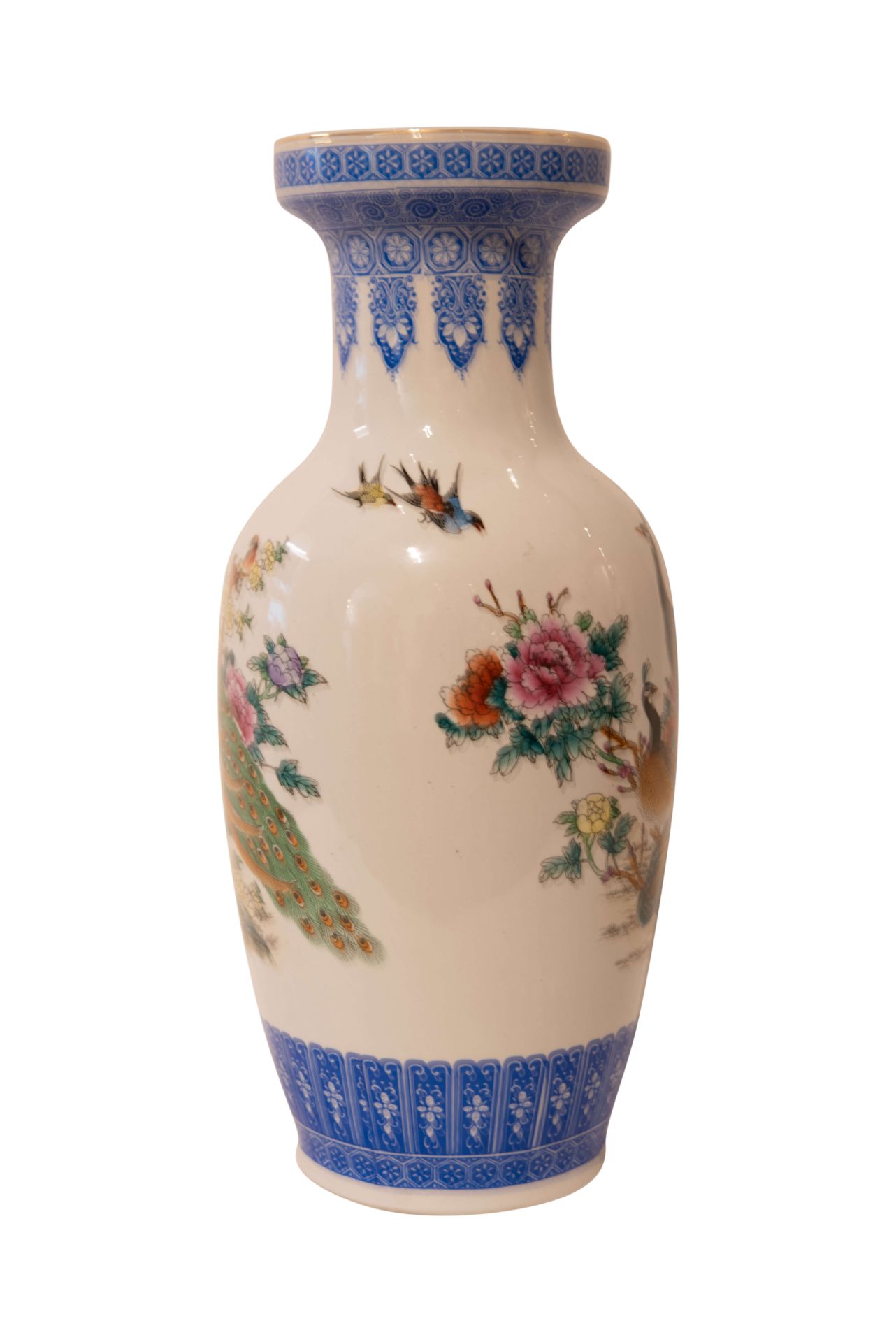 Chinesische Vase mit Pfau Motiv Keramik Glasiert | Chinese Vase With Peacock Motif, Ceramic Glazed - Image 5 of 5