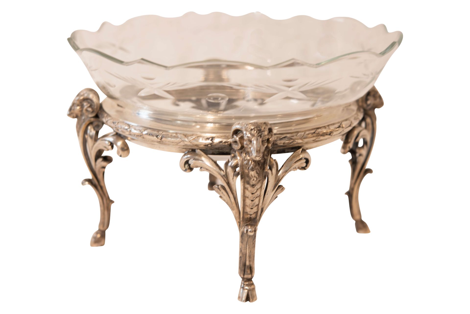 Runder Tafel-Aufsatz Silber 800/fein mit Glaseinsatz | Round Centerpiece Silver 800/fine with Glass 