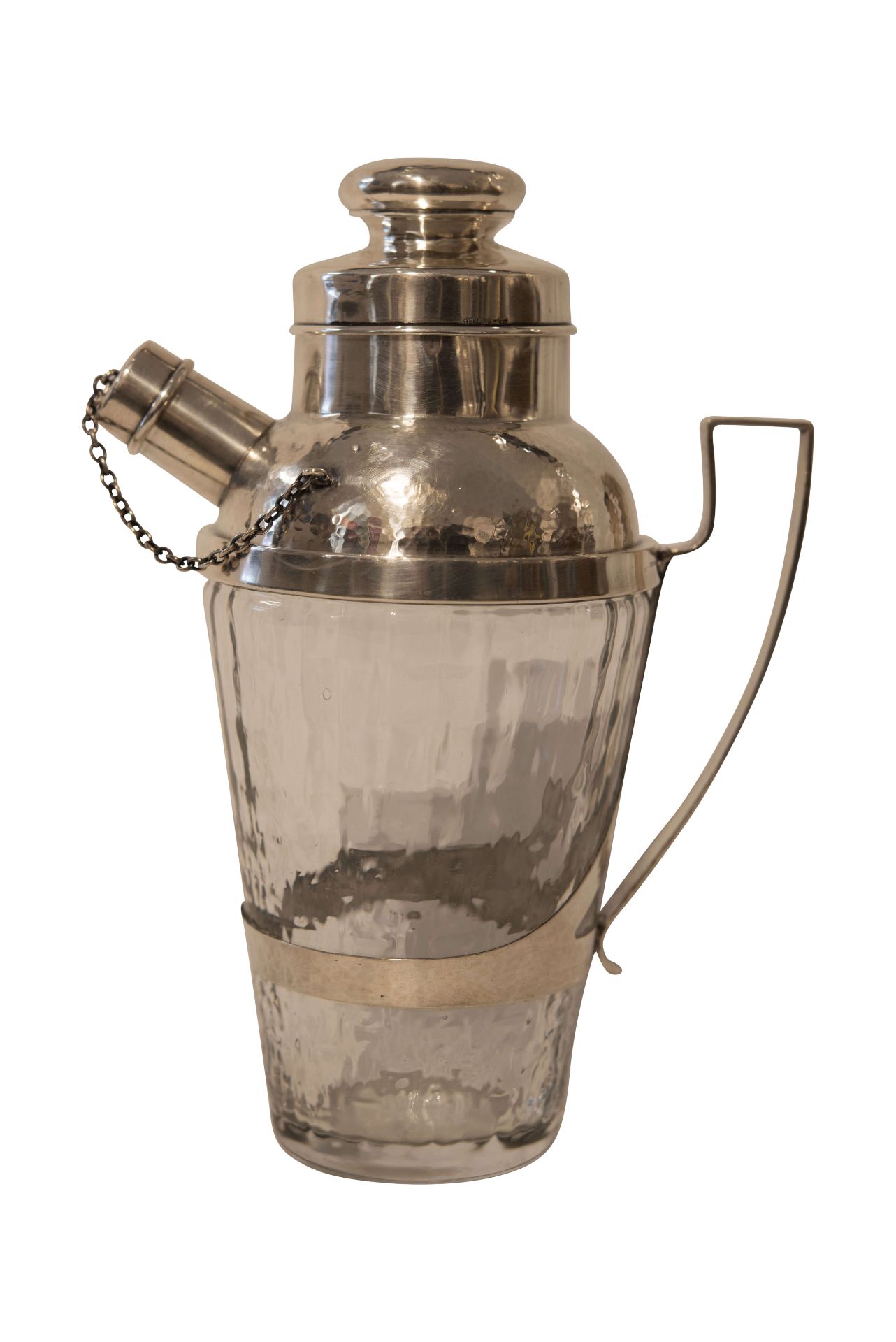 Shaker mit Ausguss und Deckel sowie Silber-Griff und Glasflasche | Shaker with Spout and Lid, Silver - Image 2 of 5