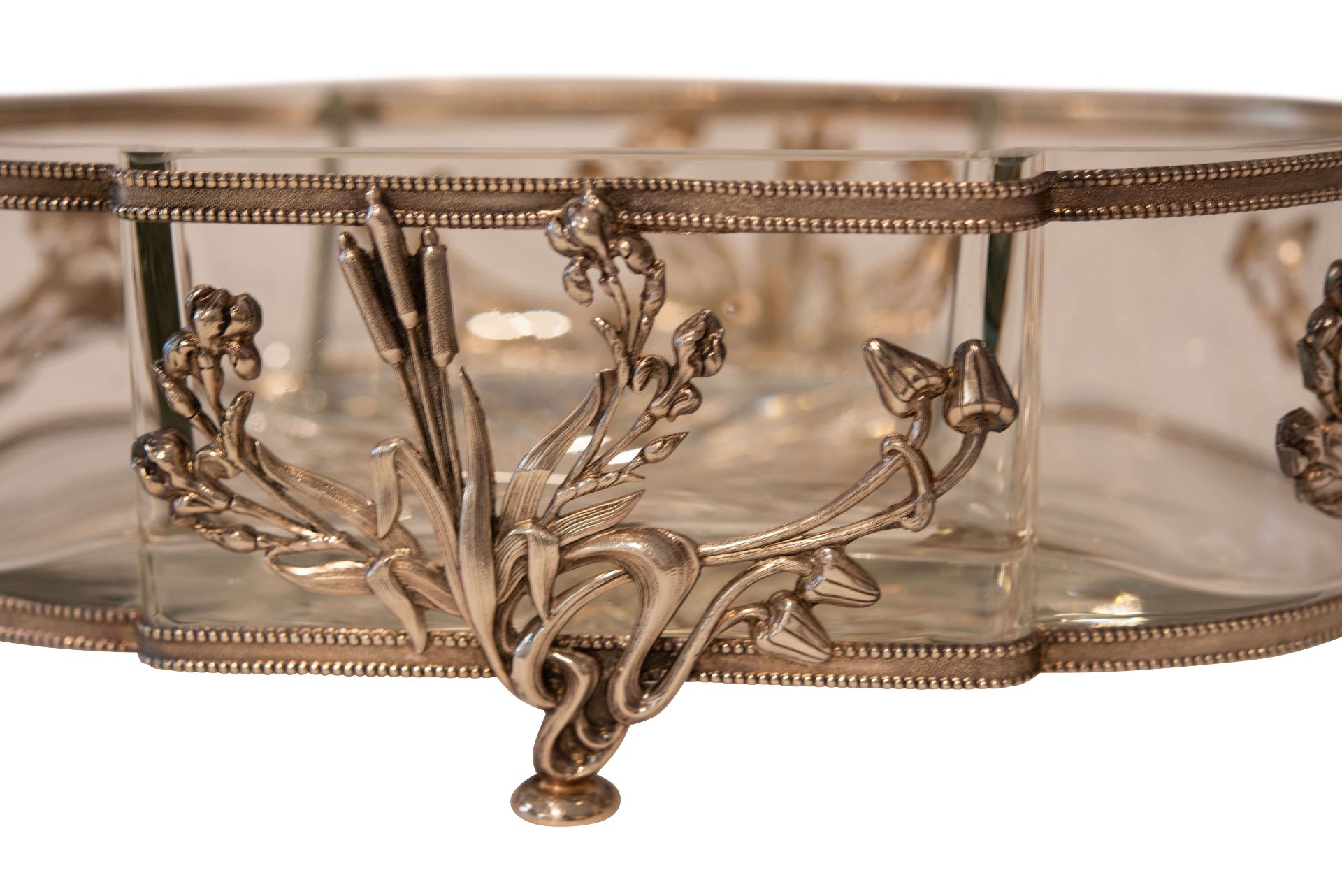 Ovaler versilberter Tafel-Aufsatz mit Glaseinsatz | Oval Silver Plated Centerpiece with Glass Insert - Bild 5 aus 5