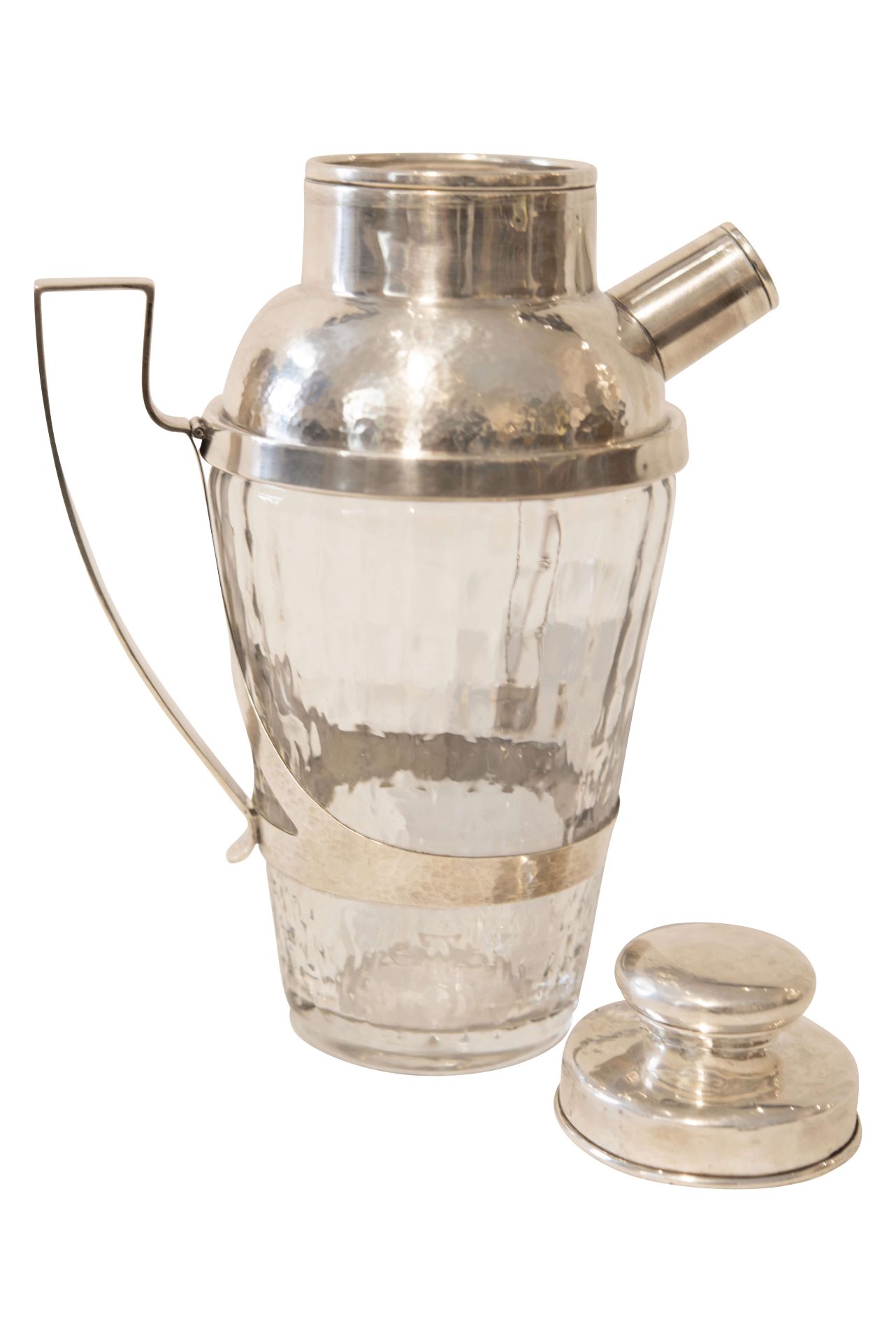 Shaker mit Ausguss und Deckel sowie Silber-Griff und Glasflasche | Shaker with Spout and Lid, Silver - Image 5 of 5