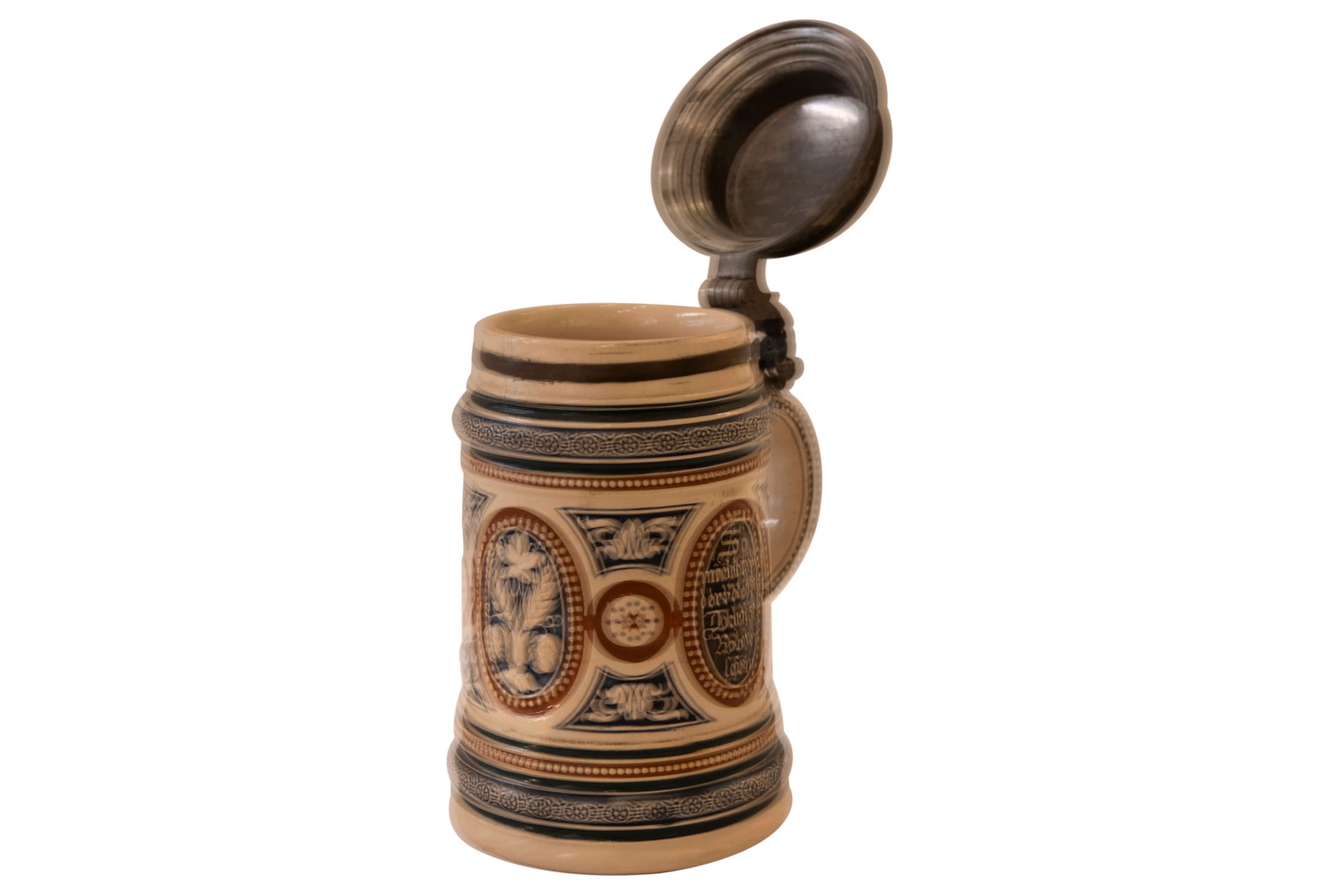 Keramik Bierkrug mit Deckel | Ceramic Beer Mug with Lid - Image 4 of 5