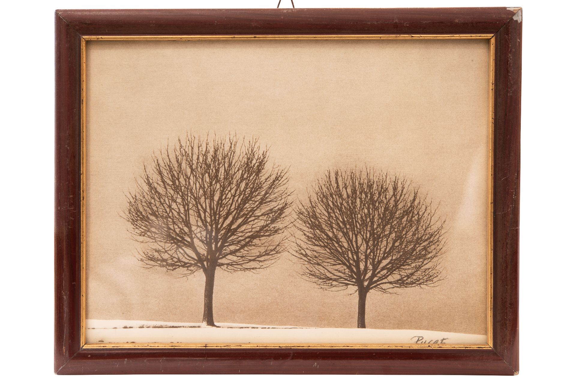Unbekannter Künstler, Zwei kahle Bäume | Unknown Artist, Two Bare Trees in a Winter Landscape