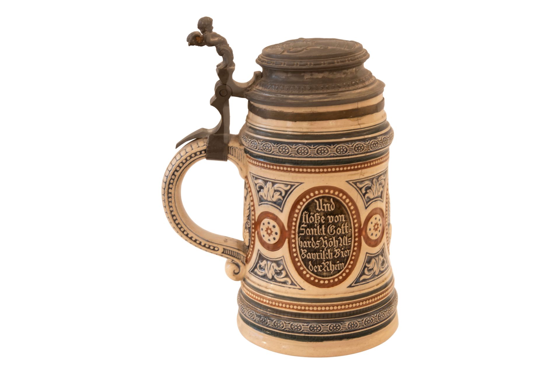 Keramik Bierkrug mit Deckel | Ceramic Beer Mug with Lid - Image 2 of 5