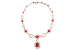 Collier WG mit Brillanten und Rubinen|Necklace Diamonds and Rubies