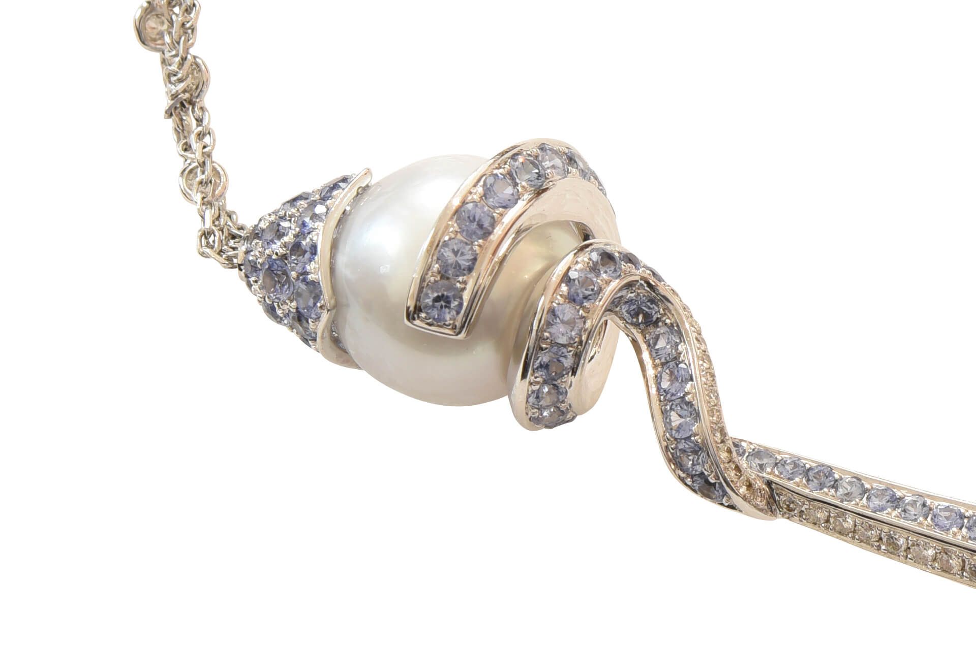 Collier WG mit Brillanten, Saphire, und Perlen|Necklace with Diamonds, Sapphires, & Pearls - Image 6 of 6
