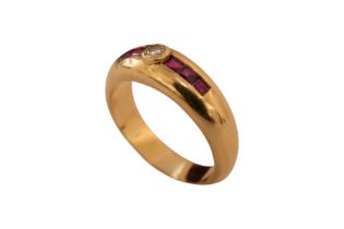 Ring GG mit einem Brillanten & Rubinen |Ring with One Brilliant-Cut Diamond & Rubies