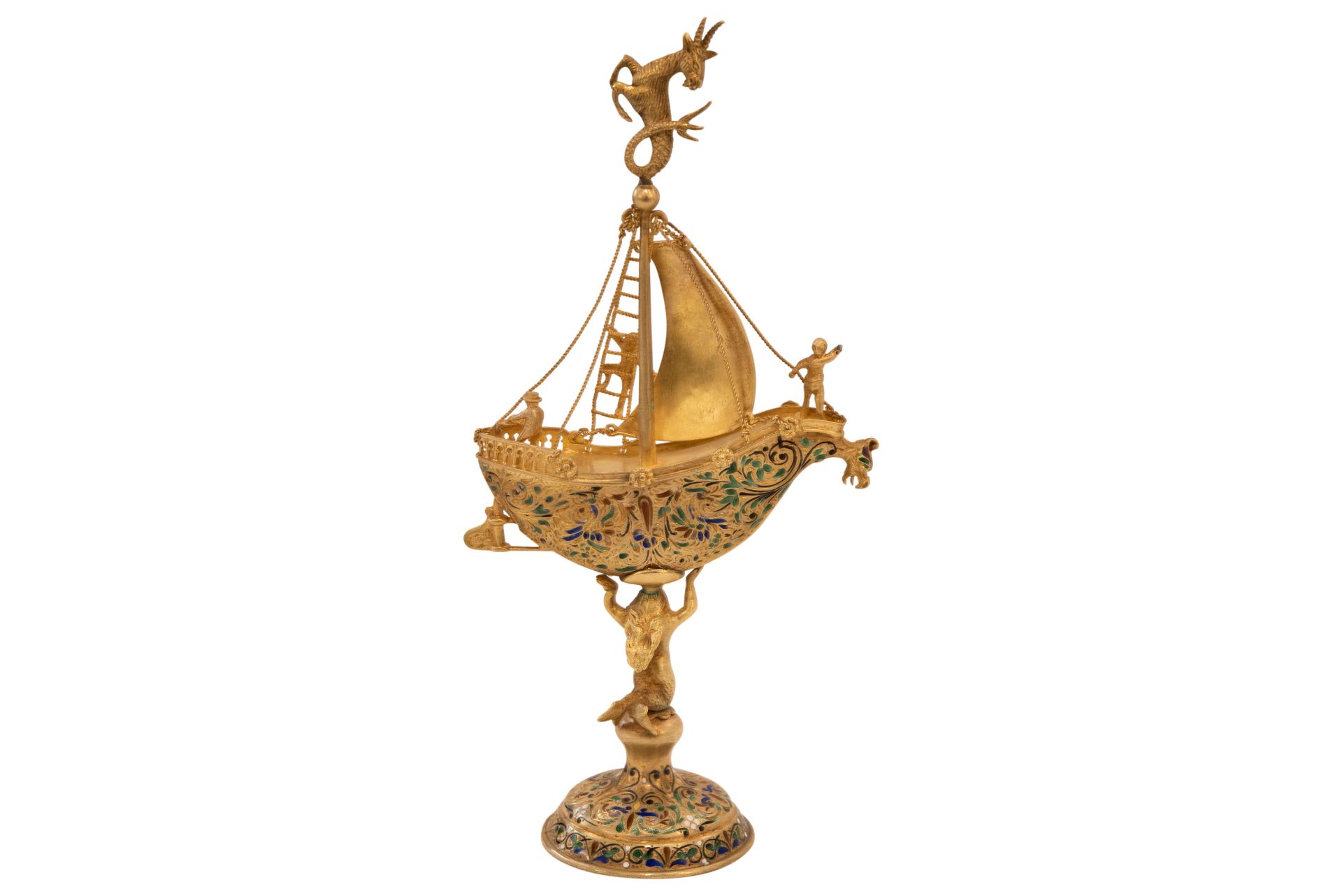 Museumsstück Segelschiff Silber Feuervergoldet von L. Politzer|Museum Piece Sailing Ship Silver Fire - Image 5 of 5