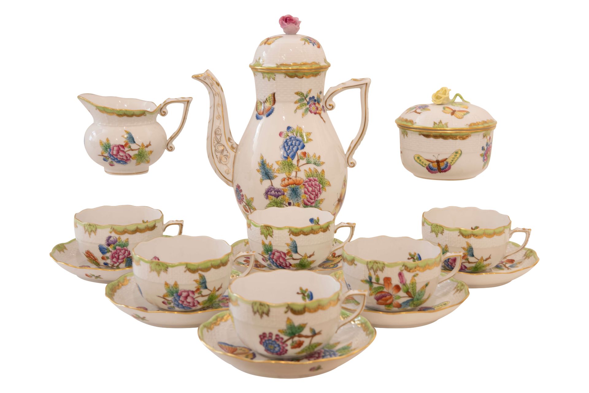 Herend Ungarn Queen Victoria Kaffeeservice 6 teilig|Herend Hungary Queen Victoria Coffee Service 6 P