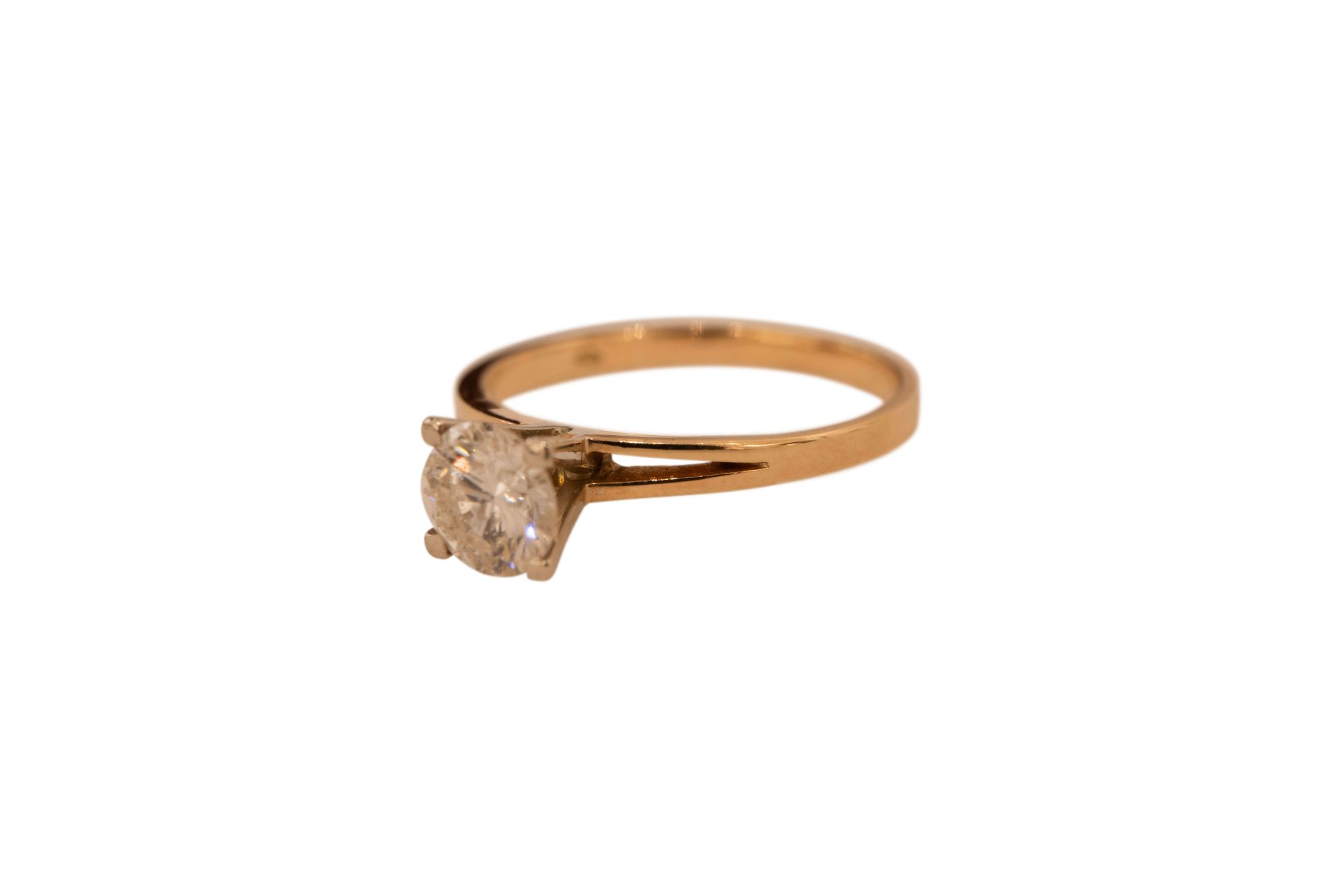Ring GG/WG 585/fein mit einem Brillanten|Ring with One Brilliant-Cut Diamond - Image 3 of 5