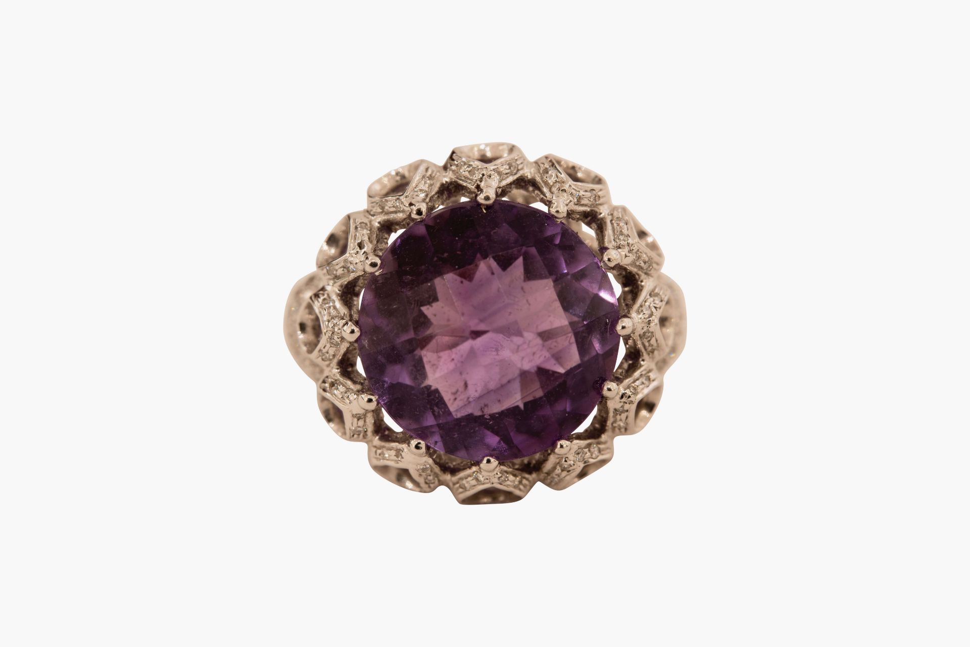 Ring WG mit Brillanten und einen Amethyst|Ring with Diamonds and an Amethyst - Image 3 of 5