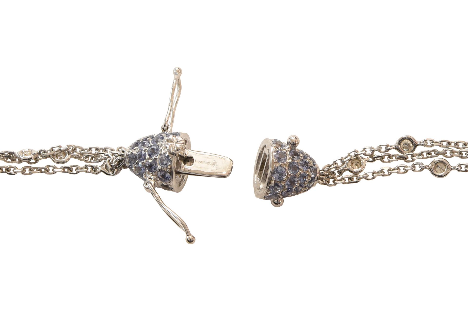 Collier WG mit Brillanten, Saphire, und Perlen|Necklace with Diamonds, Sapphires, & Pearls - Image 5 of 6