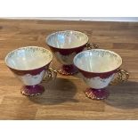 RED AND WHITE WITH GOLD TRIM BONE CHINA TEA CUP SET SERVICE CROCKERY FOREIGN VINTAGE